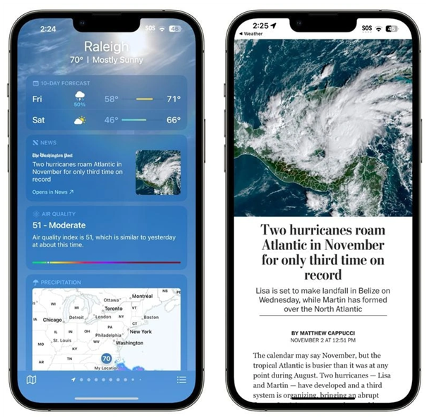 莺歌海镇苹果14维修分享iPhone 14手机如何看天气时顺带看新闻 