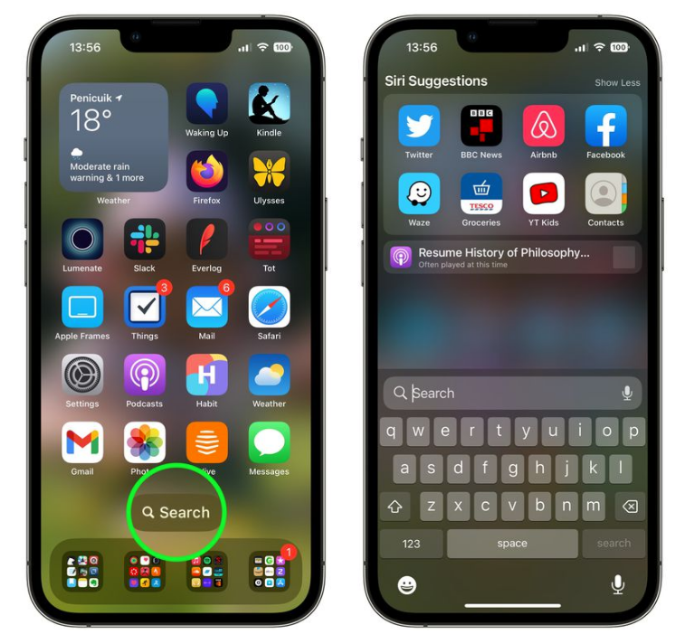 莺歌海镇苹果手机维修分享升级到 iOS 16 后，如何删除主屏幕上的搜索按钮 